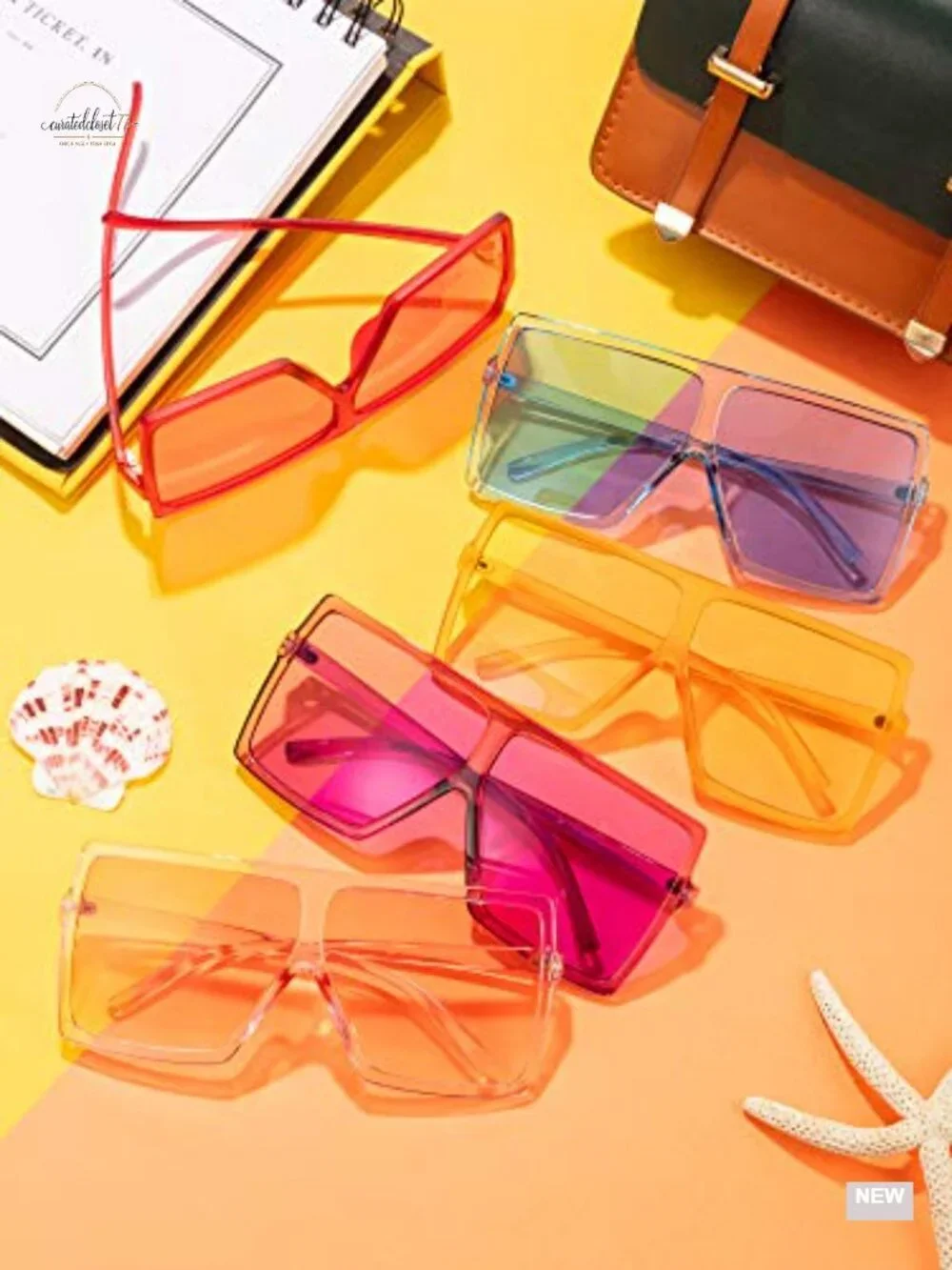 9 Pairs Oversized Square Sunglasses Flat Top Retro Fashion Shades